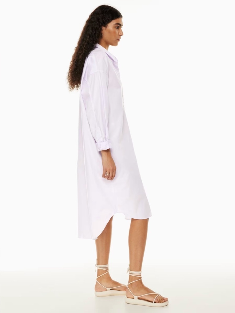 Aritzia Wilfred Free Relaxed Poplin Dress Long Sleeve Button Up Black Size Small - Picture 3 of 8